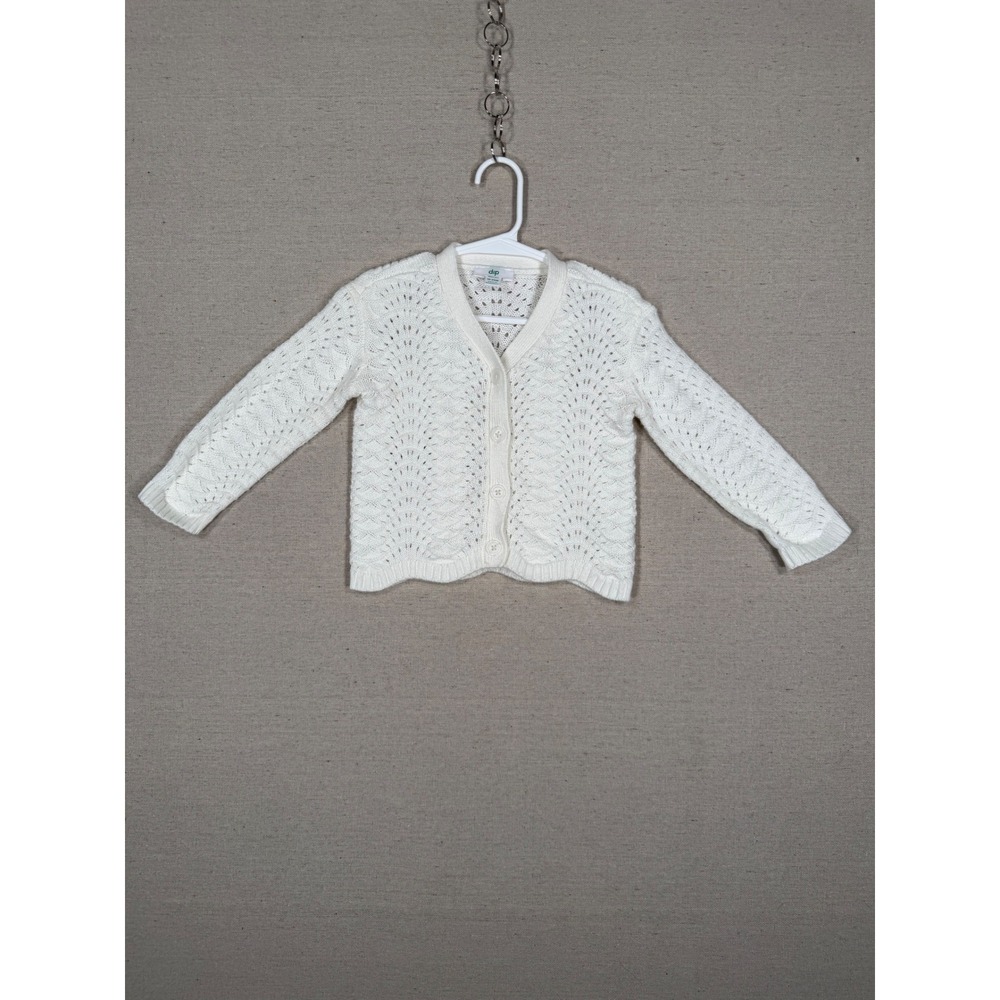 Dip Toddler Girls Off White Pointelle Knit Button Front Cardigan Sweater 18-24M